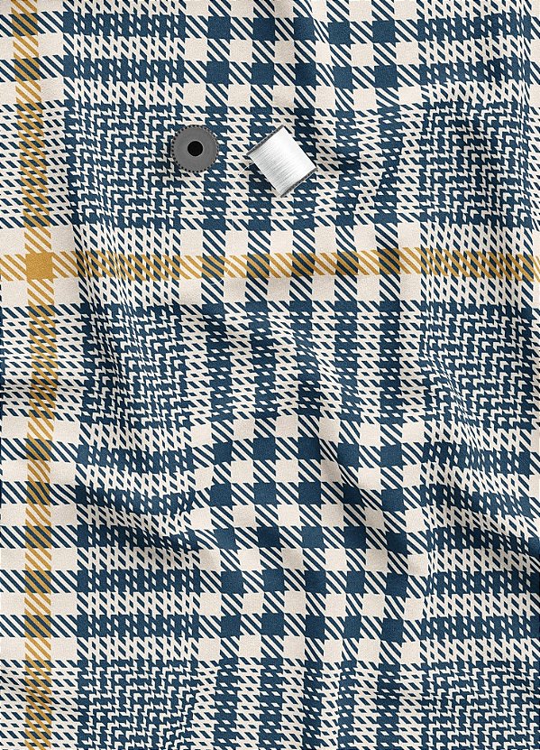 Tecido Tricoline Estampa Digital Xadrez 39 com 1,55m de Largura