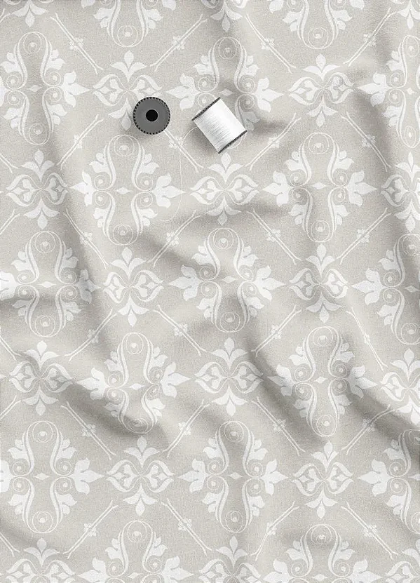 Tecido Tricoline Misto Estampa Digital Arabesco Clássico Fundo Palha 1,55m de Largura