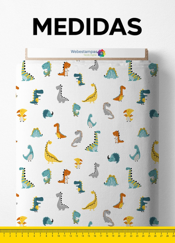 Tecido Malha 100% Algodão Fio 30 Estampa Digital Dinos 1,50m de Largura