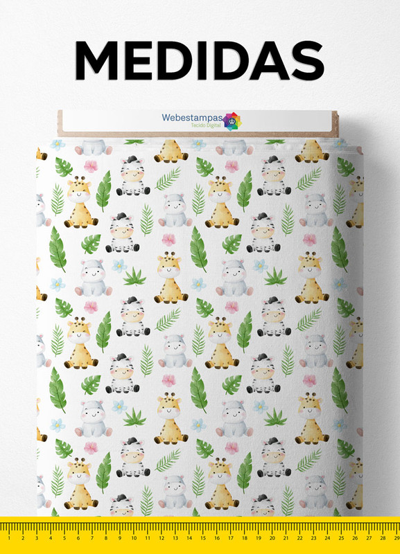 Tecido Malha 100% Algodão Fio 30 Estampa Digital Floresta Baby 1,50m de Largura