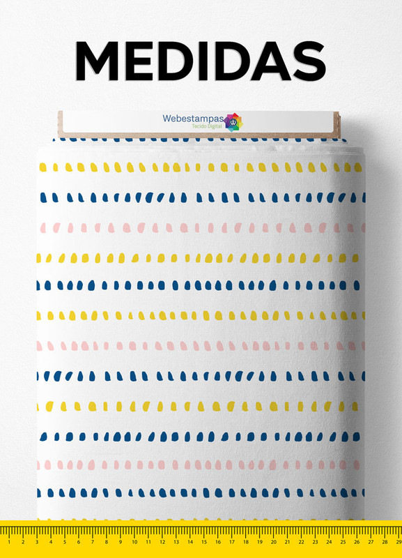 Tecido Malha 100% Algodão Fio 30 Estampa Digital Linhas Azul e Amarelo 1,50m de Largura