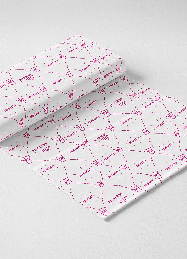 Tecido Malha 100% Algodão Fio 30 Estampa Digital  Princesa Pink Fundo Branco 1,50m de Largura