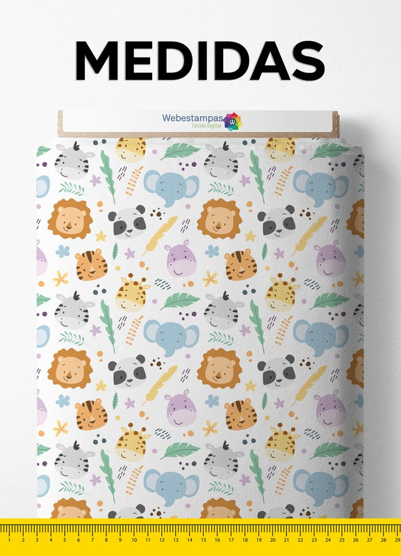 Tecido Malha 100% Algodão Fio 24 Estampa Digital Africa Baby 1,50m de Largura