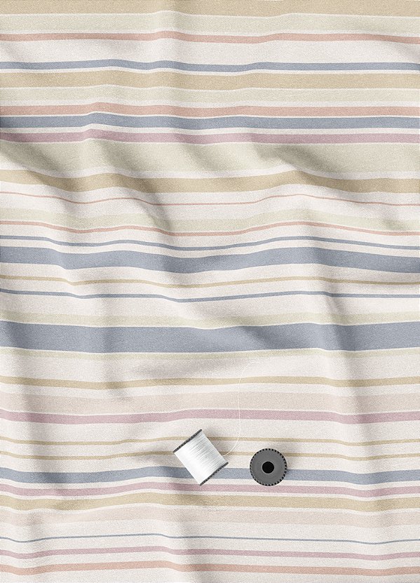 Tecido Malha 100% Algodão Fio 24 Estampa Digital Listras Azul Palha e Rosa 1,50m de Largura