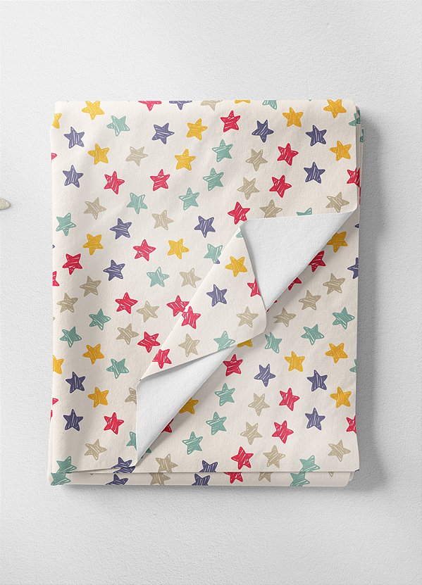 Tecido Malha 100% Algodão Fio 24 Estampa Digital Mini Estrelas Coloridas 1,50m de Largura