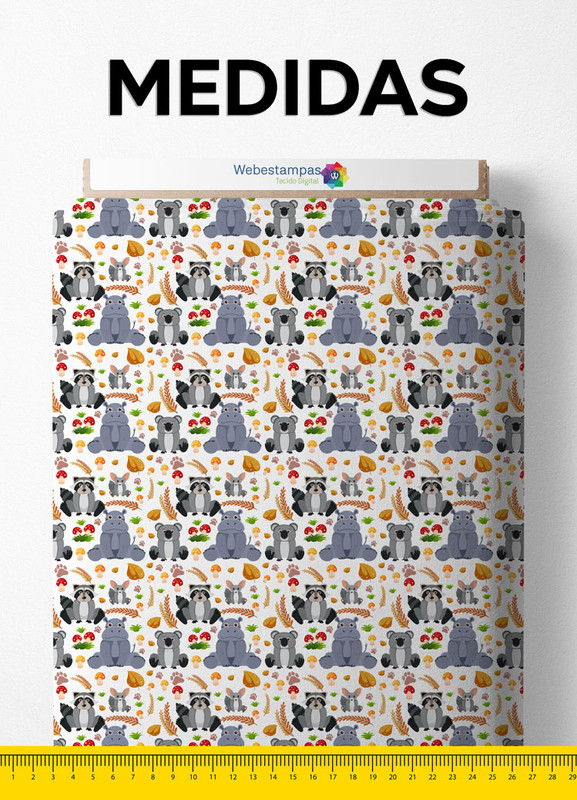 Tecido Suedine Estampa Digital Animais Fofos 1,60m de Largura