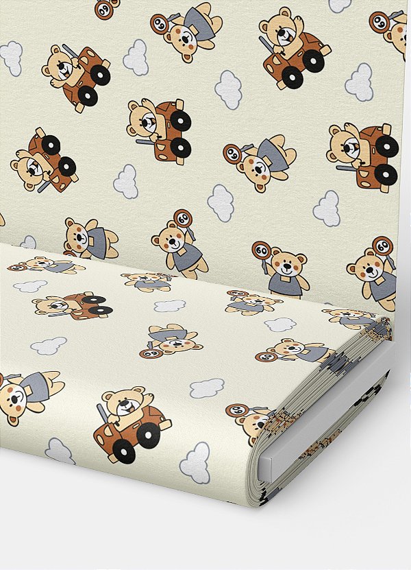 Tecido Oxford Estampa Digital Ursinho Motorista 1,55m de Largura