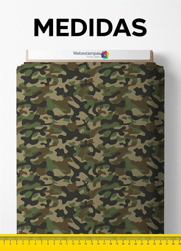 Tecido Cetim Estampa Digital Camuflagem Tradicional 1,40m de Largura