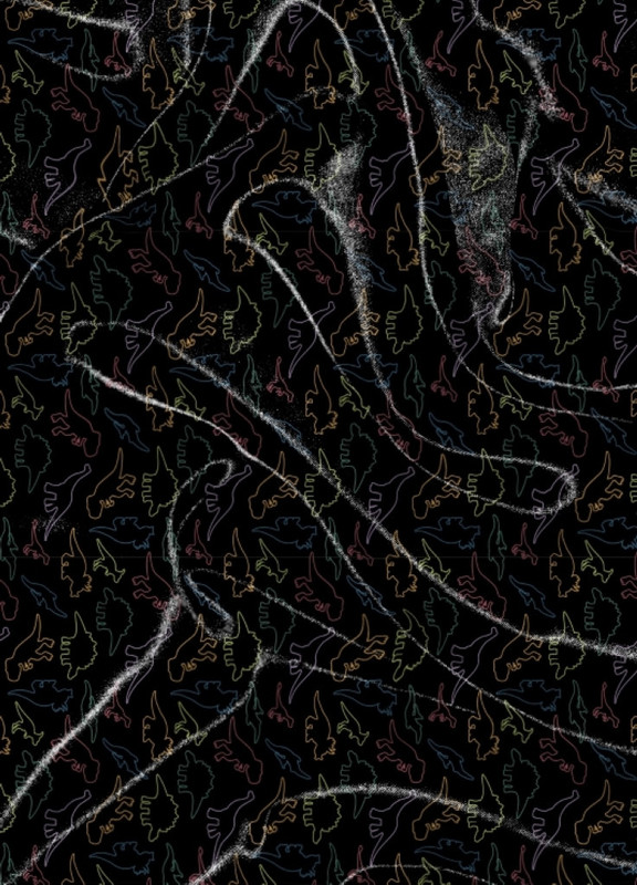 Tecido Cetim Estampa Digital Dinossauros Neon 1,40m de Largura