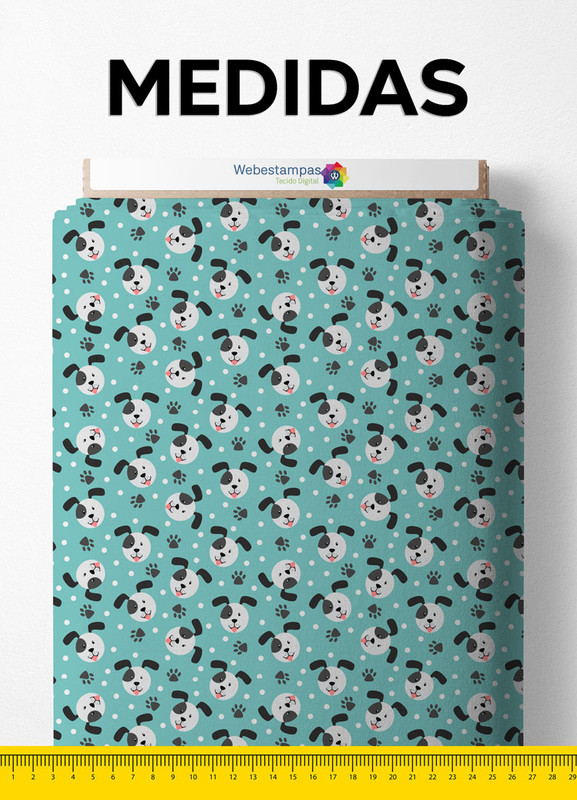 Tecido Cetim Estampa Digital Cachorro 1,40m de Largura