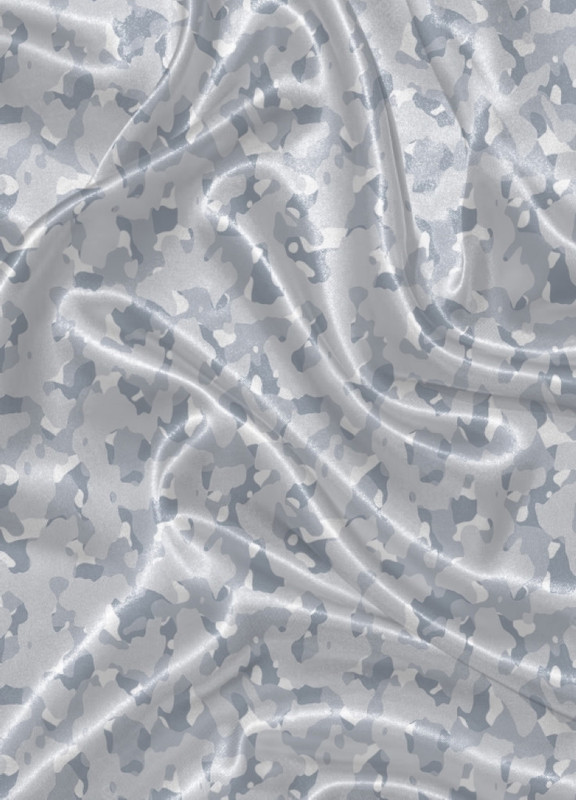 Tecido Cetim Estampa Digital Camuflagem Pequena Branco 1,40m de Largura