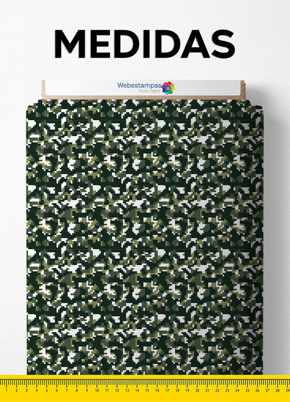 Tecido Cetim Estampa Digital Camuflado Pixel Militar 1,40m de Largura