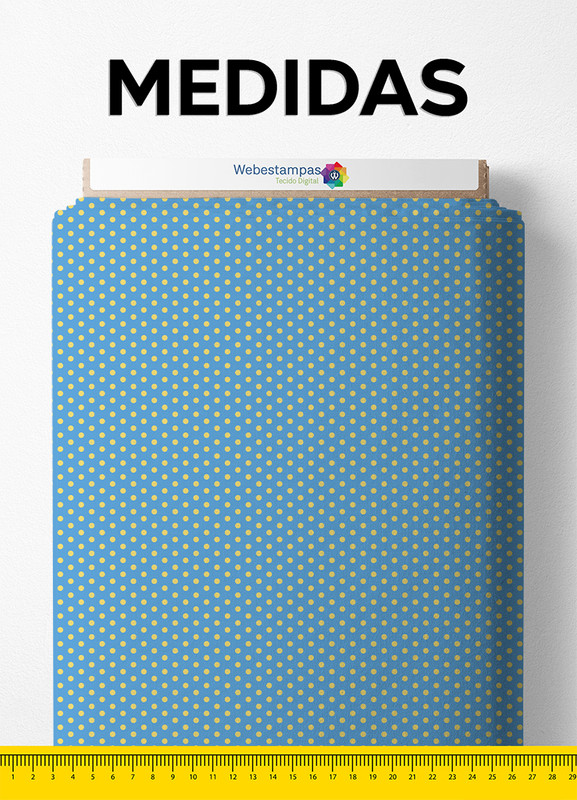 Tecido Cetim Estampa Digital  Poa Mini Fundo Azul 1,40m de Largura