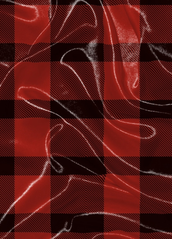 Tecido Cetim Estampa Digital  Xadrez Fino Vermelho e Preto 1,40m de Largura