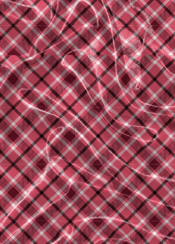 Tecido Cetim Estampa Digital  Xadrez Rosa Triangulos Preto 1,40m de Largura