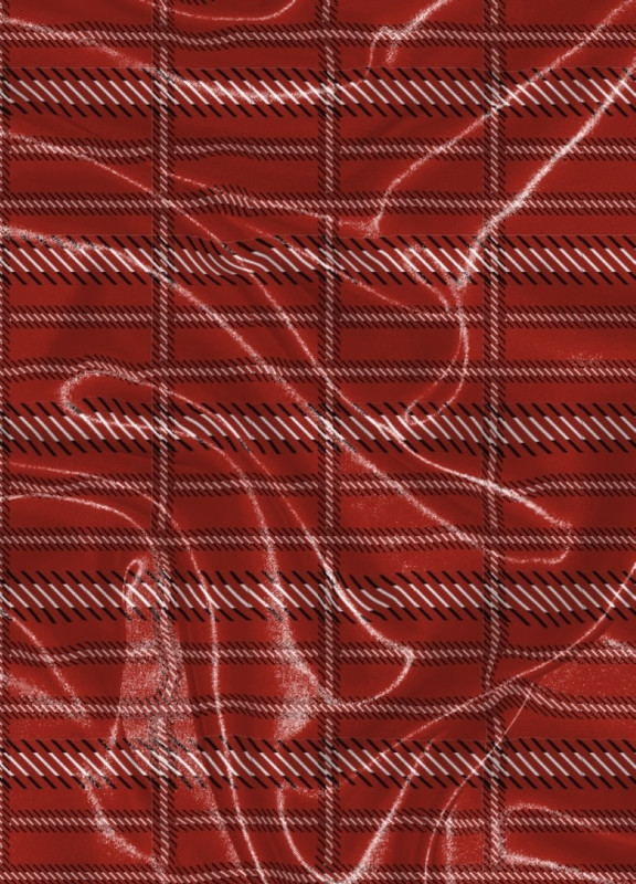 Tecido Cetim Estampa Digital  Xadrez Vermelho Listras Brancas 1,40m de Largura