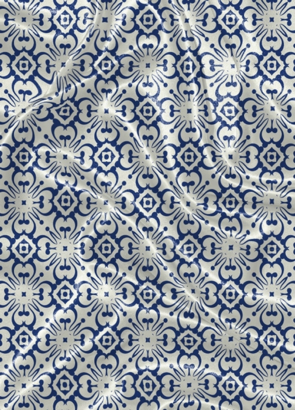 Tecido Cetim Estampa Digital Arabesco Azul Aletejano 1,40m de Largura