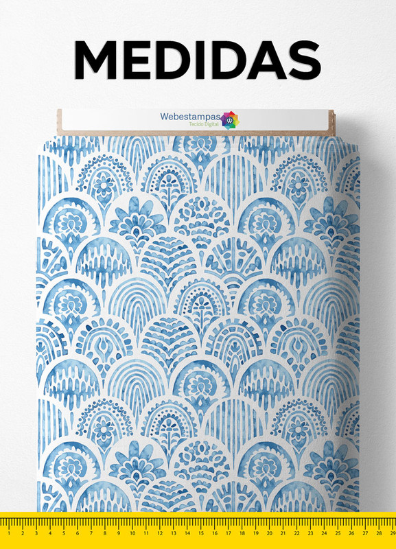 Tecido Cetim Estampa Digital Arabesco Maré 1,40m de Largura