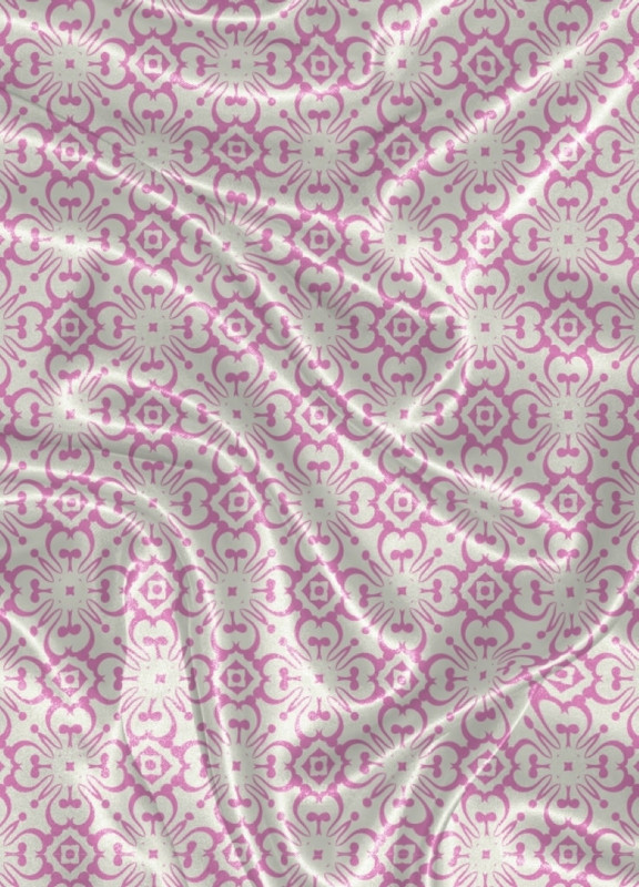 Tecido Cetim Estampa Digital Arabesco Rosa Minimalista 1,40m de Largura