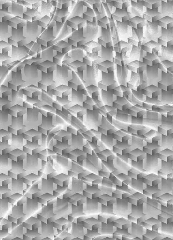 Tecido Cetim Estampa Digital Poligonal 3D 1,40m de Largura