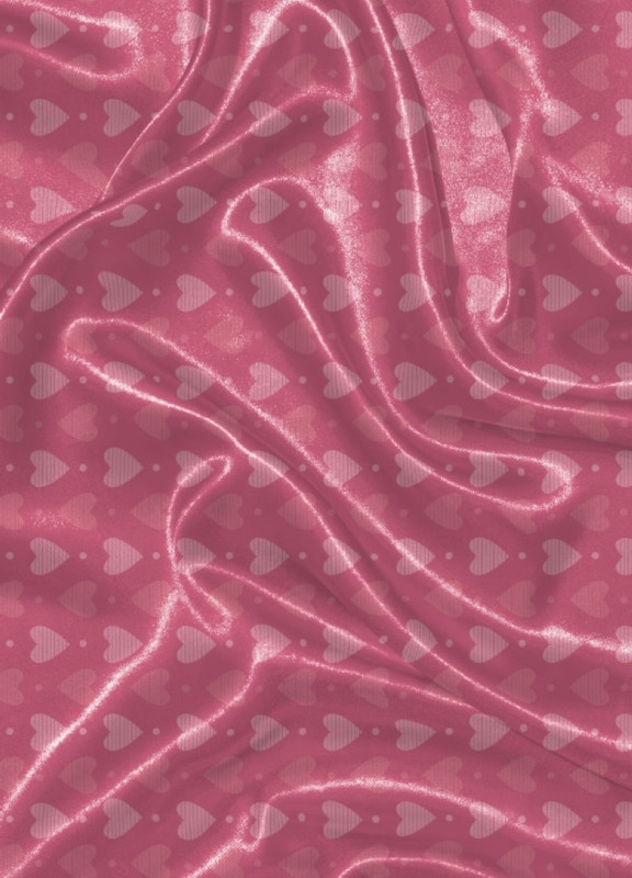 Tecido Cetim Estampa Digital Lindos Corações Fundo Pink 1,40m de Largura