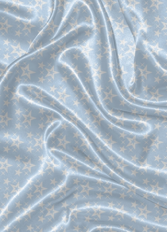 Tecido Cetim Estampa Digital Estrelas Azul Bebê 1,40m de Largura