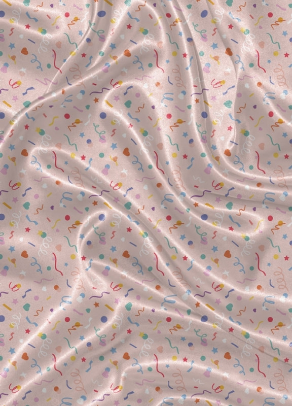 Tecido Cetim Estampa Digital Carnaval Fundo Rosa 1,40m de Largura