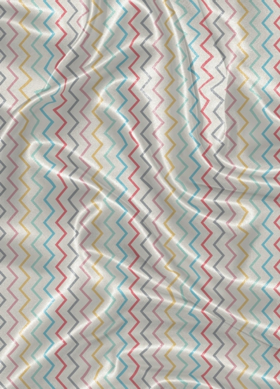 Tecido Cetim Estampa Digital Chevron Colorido 1,40m de Largura