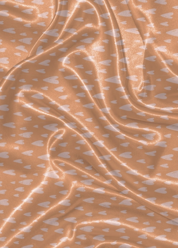 Tecido Cetim Estampa Digital Coração Laranja e Rosa 1,40m de Largura