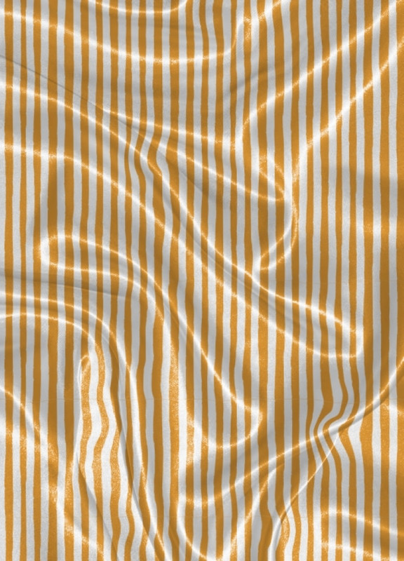 Tecido Cetim Estampa Digital Listra Laranja Fundo Branco 1,40m de Largura