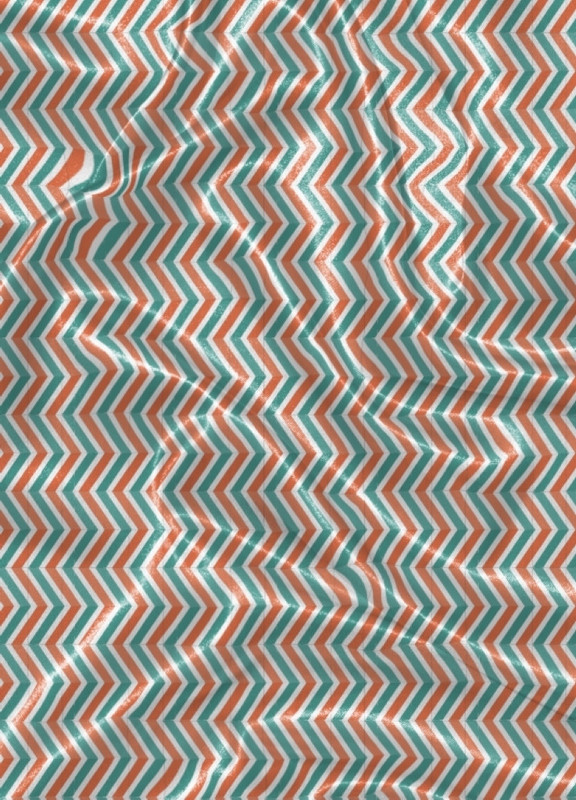 Tecido Cetim Estampa Digital Chevron Azul e Laranja 1,40m de Largura