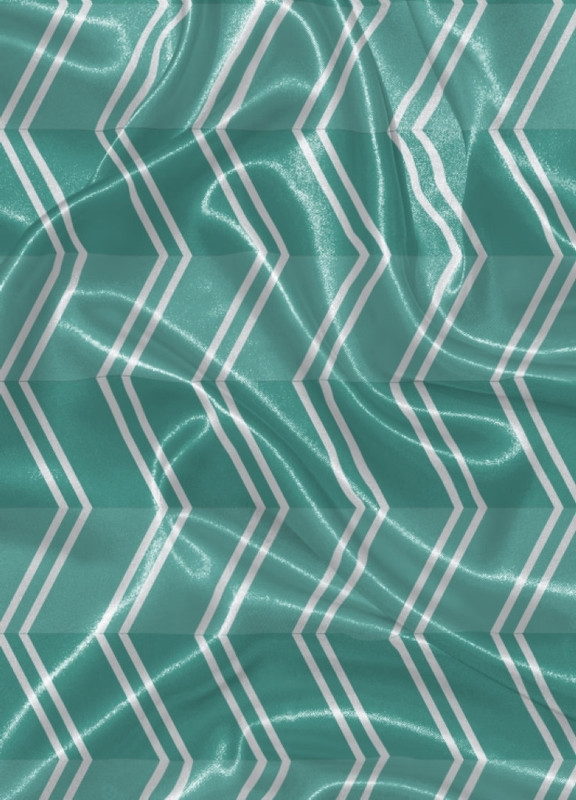 Tecido Cetim Estampa Digital Chevron Branco e Verde 1,40m de Largura
