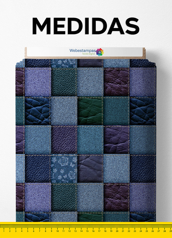 Tecido Cetim Estampa Digital Texturas Verde e Azul 1,40m de Largura