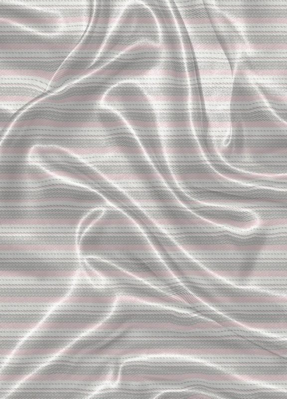 Tecido Cetim Estampa Digital Listrado Rosa e Cinza 1,40m de Largura