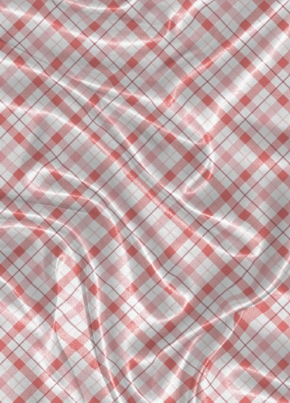 Tecido Cetim Estampa Digital Xadrez Tradicinal Vermelho 1,40m de Largura