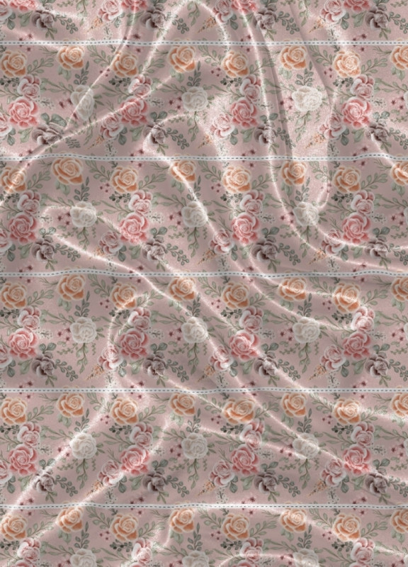 Tecido Cetim Estampa Digital Rosas 1,40m de Largura