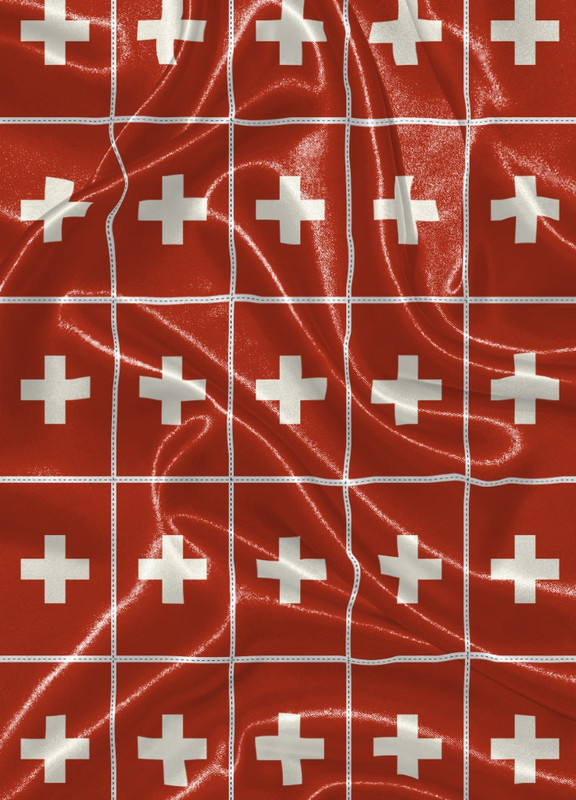 Tecido Cetim Estampa Digital Bandeira da Suíça 1,40m de Largura