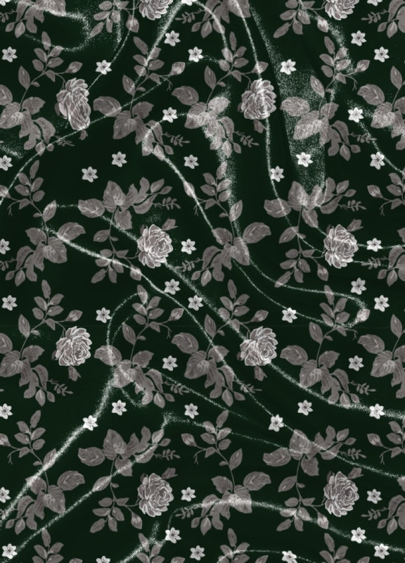 Tecido Cetim Estampa Digital Flores Rosa e Verde 1,40 de Largura