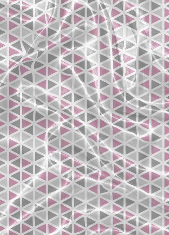 Tecido Cetim Estampa Digital Triângulos Rosa 1,40 de Largura