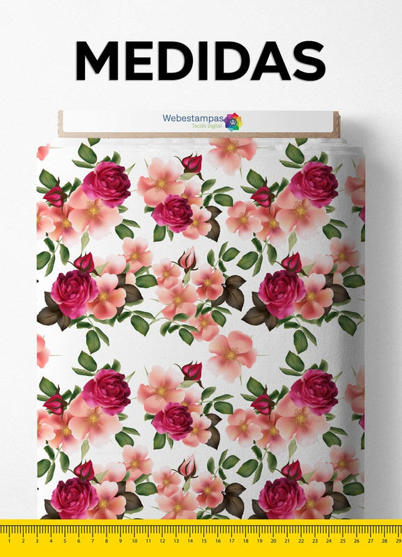 Tecido Cetim Estampa Digital Floral 3 com 1,40m de Largura