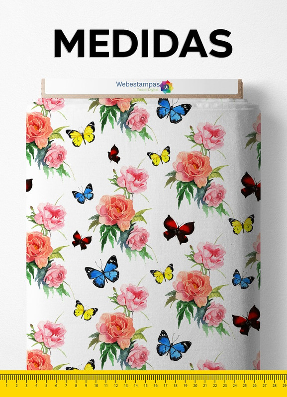 Tecido Cetim Estampa Digital Floral 9 com 1,40m de Largura