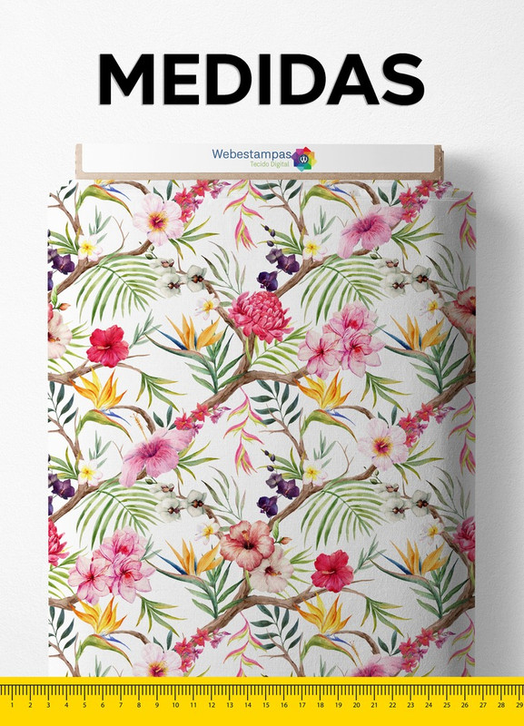 Tecido Cetim Estampa Digital Floral 10 com 1,40m de Largura