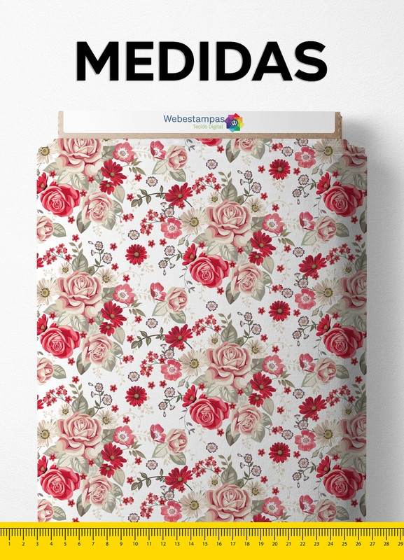 Tecido Cetim Estampa Digital Floral 11 com 1,40m de Largura