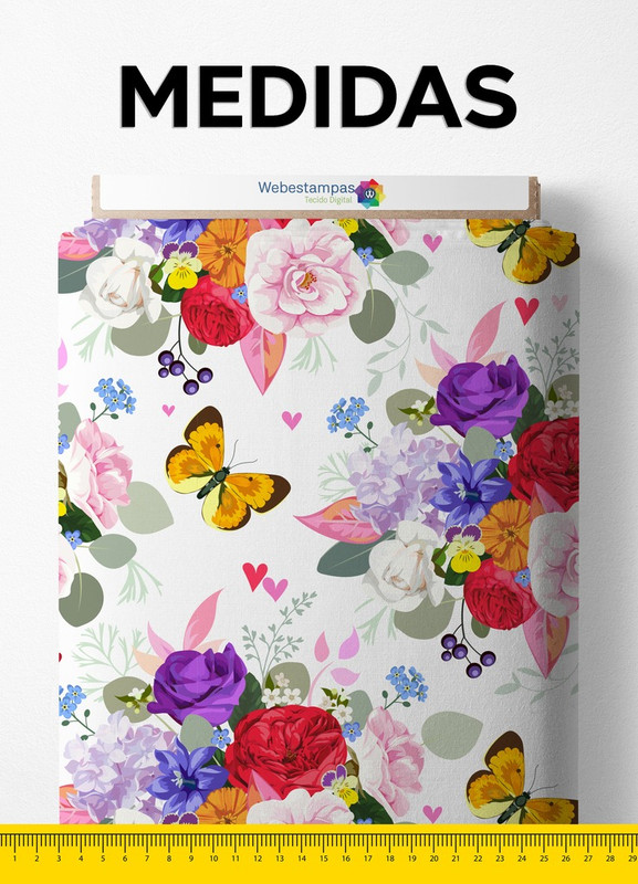 Tecido Cetim Estampa Digital Floral 13 com 1,40m de Largura