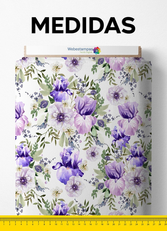 Tecido Cetim Estampa Digital Floral 22 com 1,40m de Largura