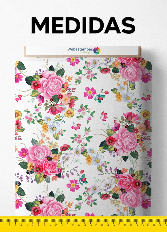 Tecido Cetim Estampa Digital Floral 23 com 1,40m de Largura