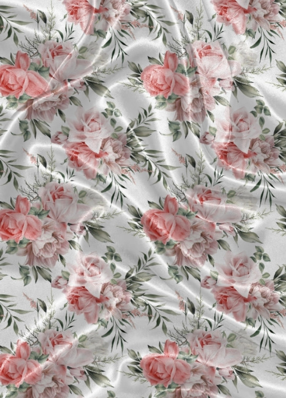 Tecido Cetim Estampa Digital Floral 132 com 1,40m de Largura