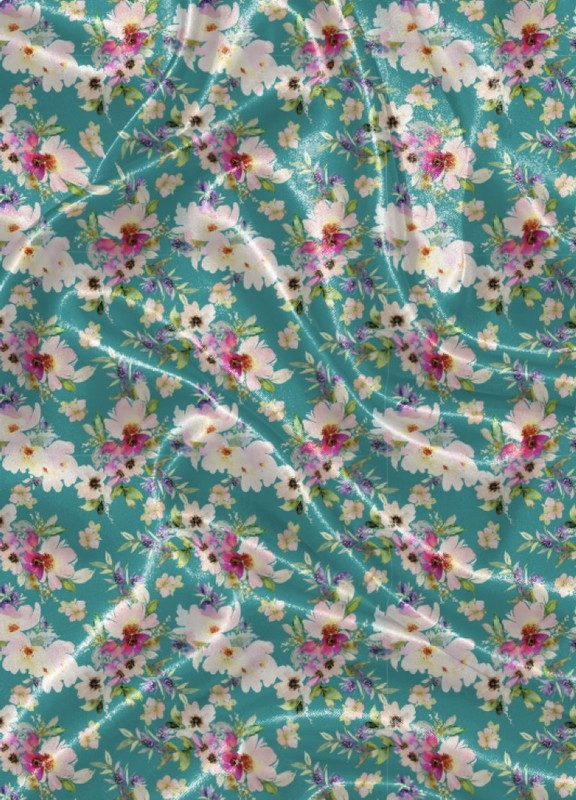 Tecido Cetim Estampa Digital Floral 221 com 1,40m de Largura