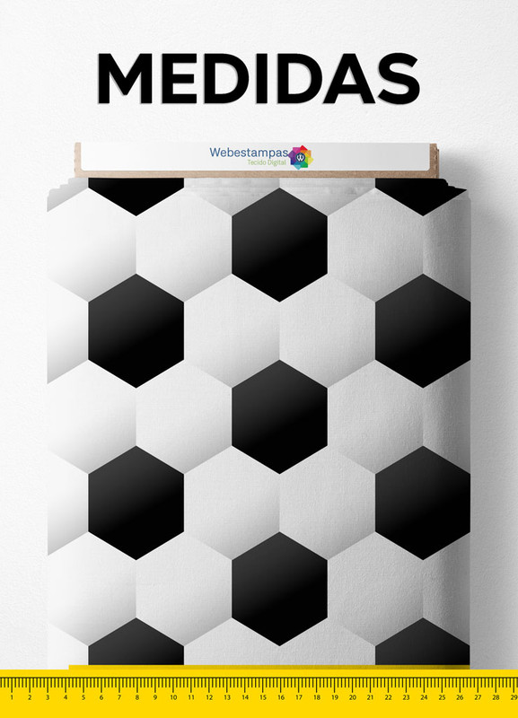 Tecido Cetim Estampa Digital Bola de Futebol 1,40m de Largura