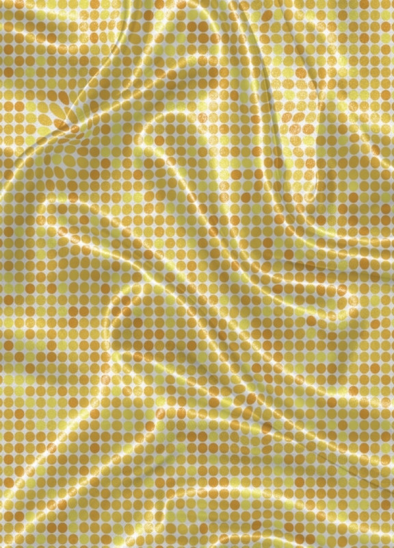 Tecido Cetim Estampa Digital Bolinhas Amarelas 1,40m de Largura